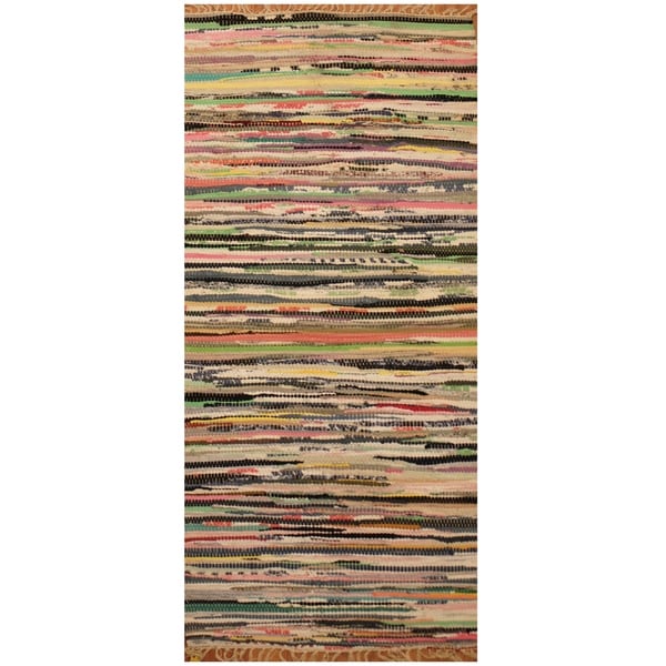 Handmade One-of-a-Kind Wool Kilim (India) - 2' x 4'
