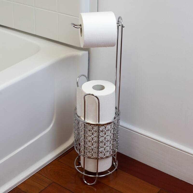 Free Standing Dispensing Toilet Paper Holder, Chrome