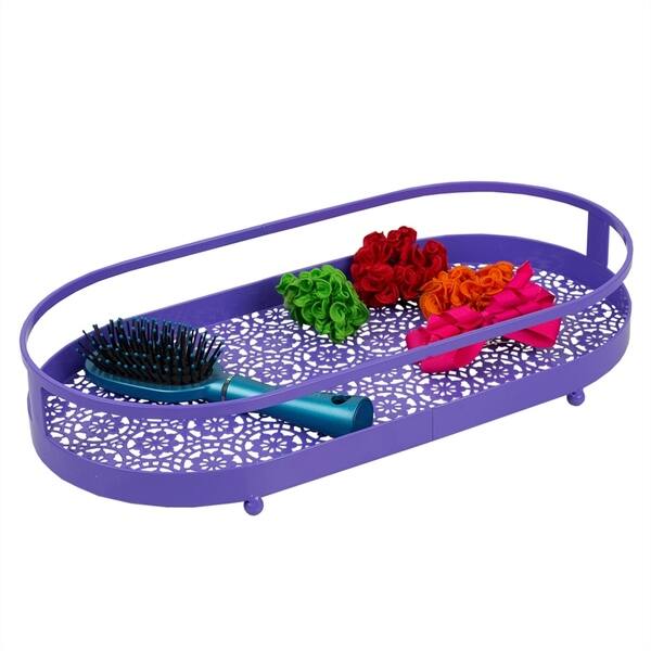 Shop Oval Lace Decorative Plastic Vanity Tray With Rounded Feet Purple On Sale Overstock 28133101