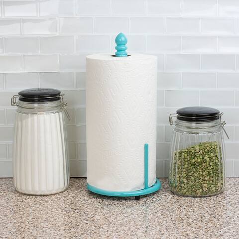 Lattice Collection Cast Iron Paper Towel Holder, Turquoise