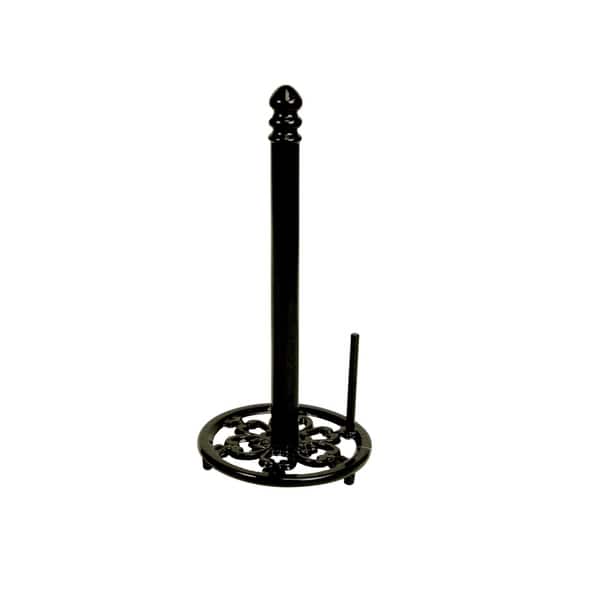 Freestanding Cast Iron Paper Towel Holder With Easy Tear Arm Black Freestanding Cast Iron Paper Towel Holder With Easy Tear Arm Black