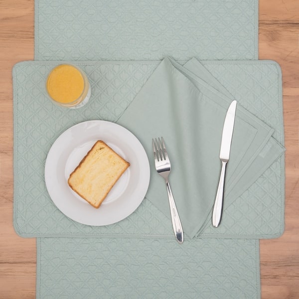 Square Kitchen Placemats Set of 2-12, Rustic Green Brown Table