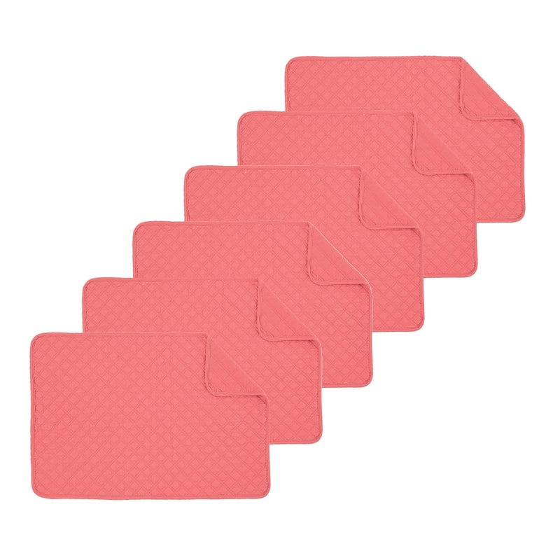 Abbott Solid Color Quilted Placemat (Set of 6) - N/A - Coral