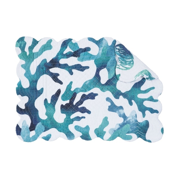 Aqua Reef Coastal Quilted Cotton Placemat Set of 6. Opens flyout.