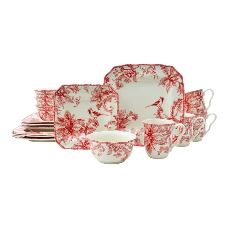 222 Fifth Christmas Lane 16 Piece Dinnerware Set, Service for 4