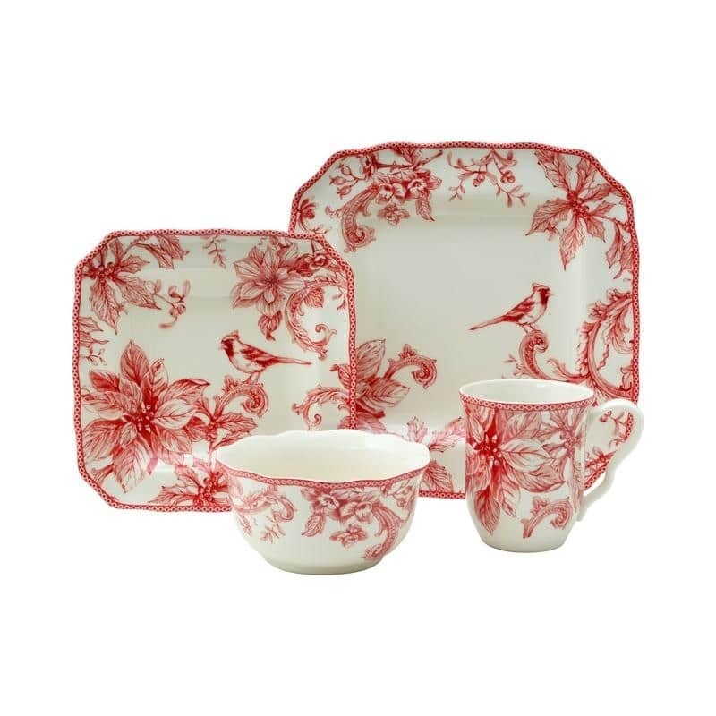 222 Fifth Christmas Lane 16 Piece Dinnerware Set, Service for 4