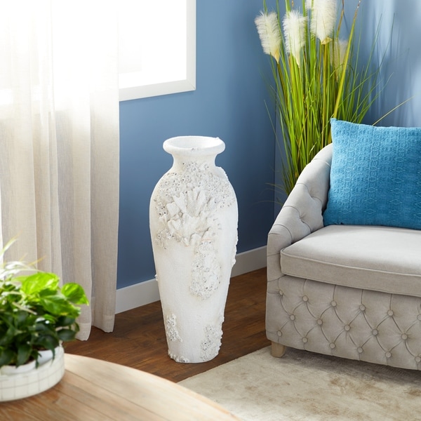 Very Tall Floor Vases Wall Decor Ideas To Refresh Your Space   The Curated Nomad Barnacles Nautical Tall White Stone Floor Vase Ea4193e9 8714 4e8e Bfe8 F2bbeb415098 600 