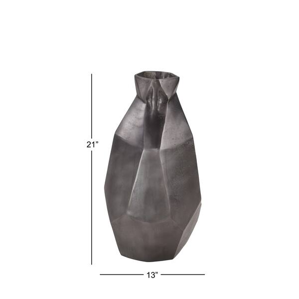 Image showcasing Large Waterproof Modern Metallic Gray Geometric Metal Vase 10