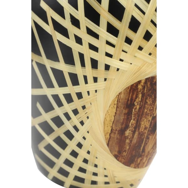 Shop Glazed Bamboo Inlay Banana Wood Vase W Exposed Bark Detail