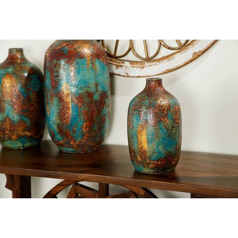 Multi Ceramic Rustic Vase 12 x 7 x 7