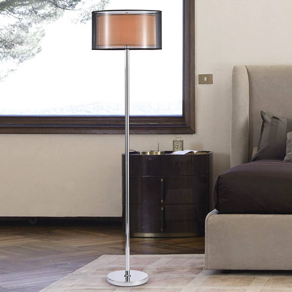 Eris Chrome 3-Light Double Shade Floor Lamp