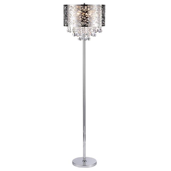 Shop Ivica Chrome 3 Light Metal Crystal Floor Lamp Overstock