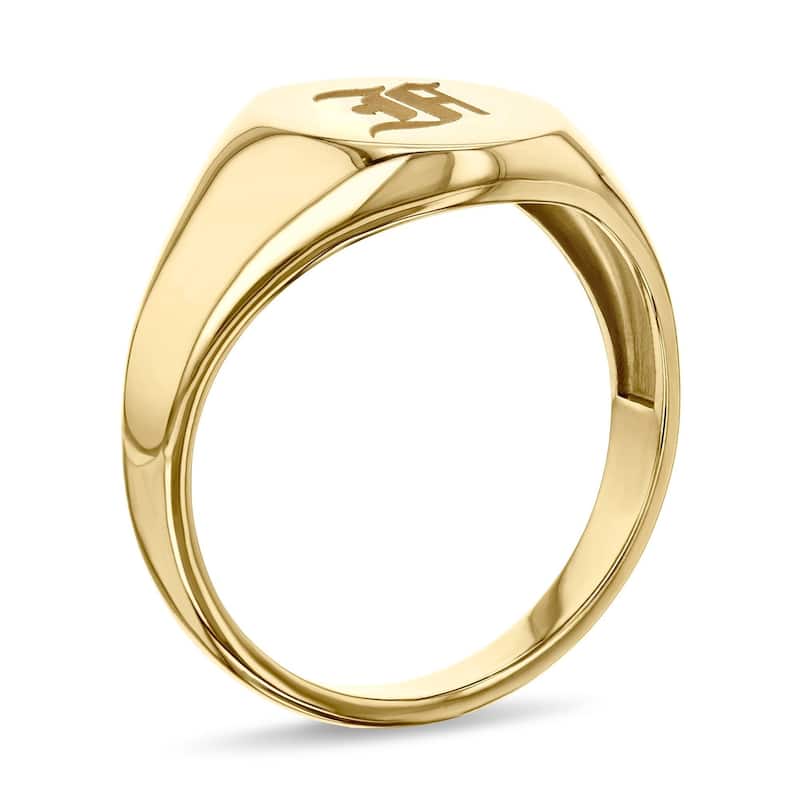 Annello by Kobelli 14k Yellow Gold Personalized Initials Oval Signet Ring - Old Script