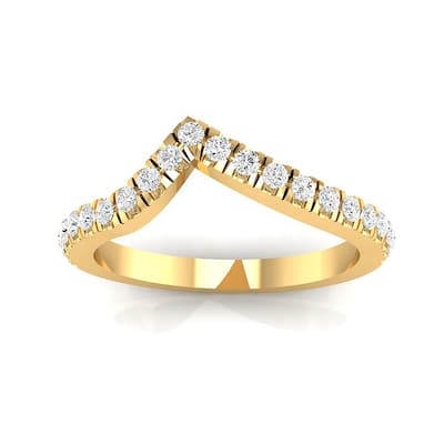 Auriya 14k Gold 3/8ctw Curved Diamond Wedding Band - Yellow