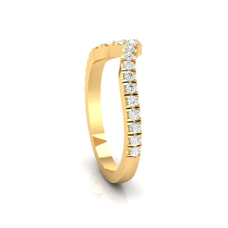 Auriya 14k Gold 3/8ctw Curved Diamond Wedding Band - Yellow