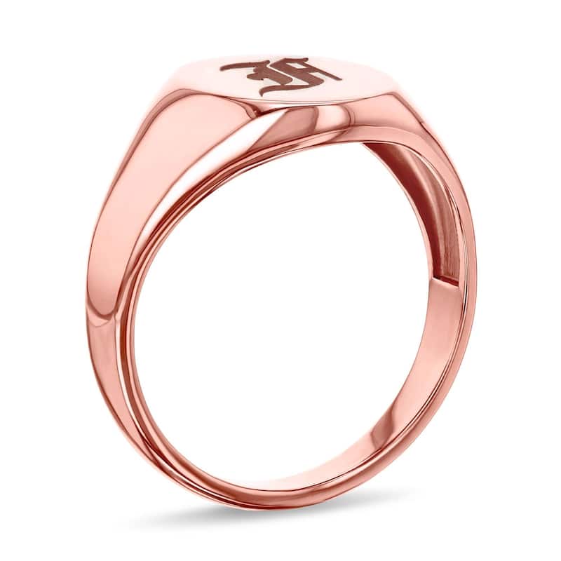 Annello by Kobelli 14k Rose Gold Personalized Initials Oval Signet Ring - Old Script