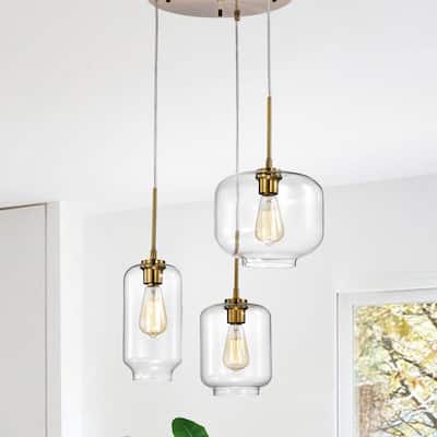 Ole Satin Gold 3-light Metal Glass Chandelier