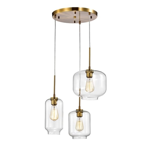 3 light glass chandelier