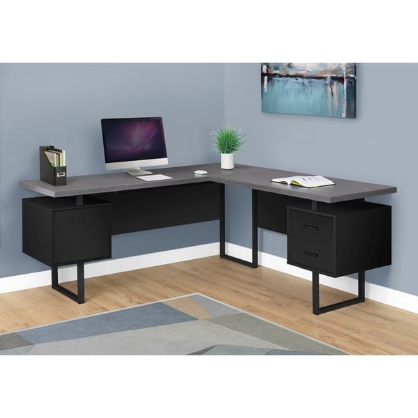 Shop Black Grey Top Left Right Facing 70 Inch Long Computer Desk