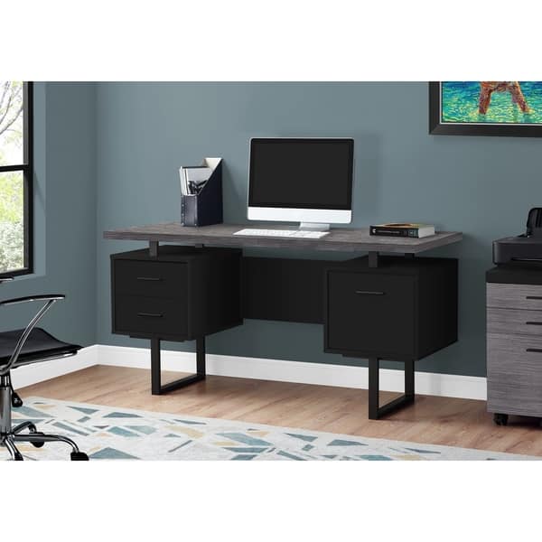 Shop Grey Particleboard Top And Black Metal Frame 60 Inch Long