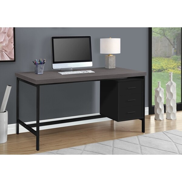Shop Modern Black Metal 60inch Computer Desk with Grey Top Overstock