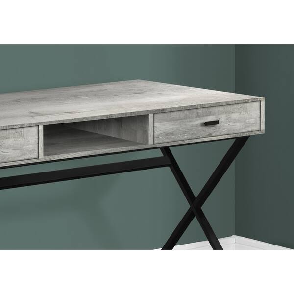 Shop Grey Reclaimed Wood And Black Metal 48 Inch Long Computer