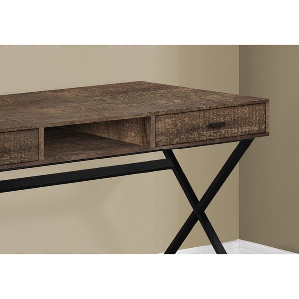 Shop Brown Reclaimed Wood Finish And Black Metal Computer Desk