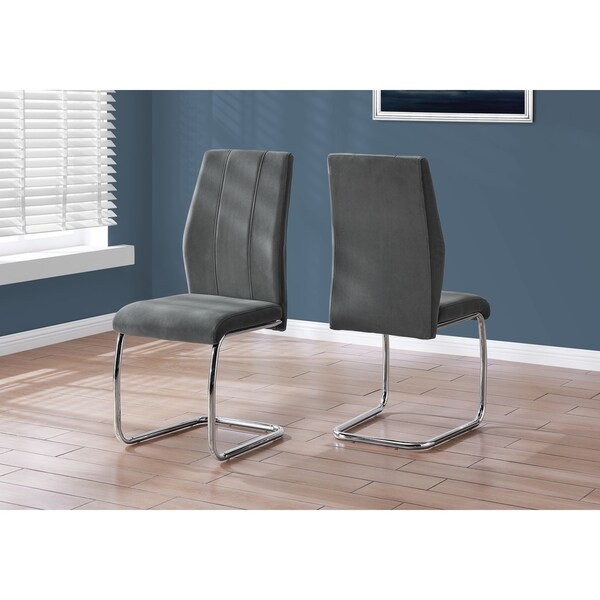 Shop Dining Chair - 2Pcs / 39"H / Dark Grey Velvet / Chrome - Overstock