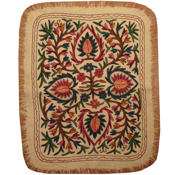 Handmade One-of-a-Kind Suzani Namad Rug (Uzbekistan) - 3' x 3'10