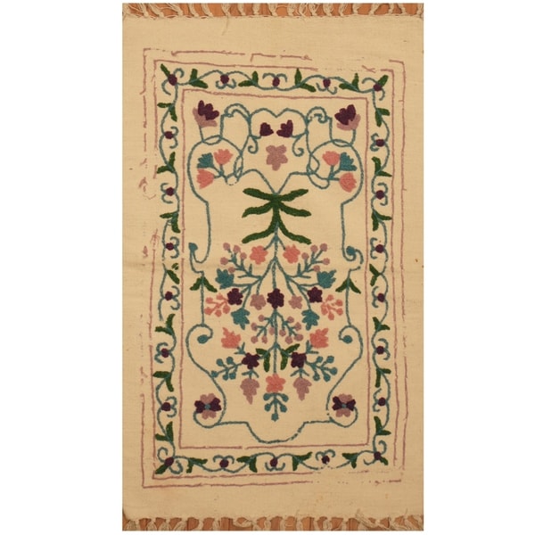 Handmade One-of-a-Kind Needle Stitch Wool Kilim (India) - 2' x 3'