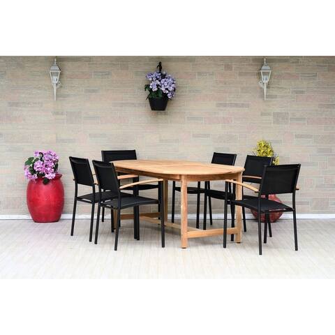 Naples Teak 7 Piece Patio Dining Set with Chairs
