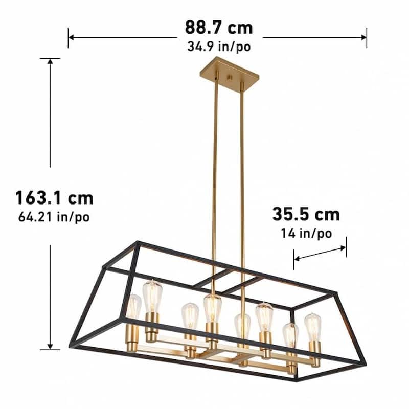 Rectangular 8 Pendant Light Fixture