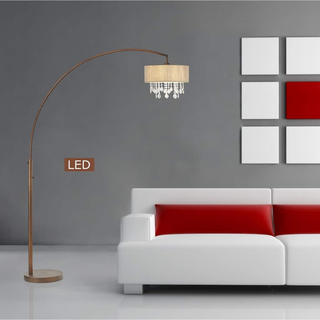 Artiva Elena III 81" LED Arched Crystal Floor Lamp with Dimmer