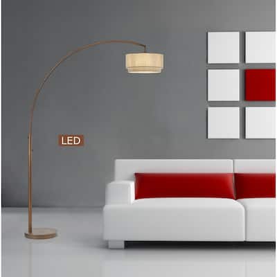 Artiva Elena II 82" LED Arched Floor lamp with Double Shade and Dimmer