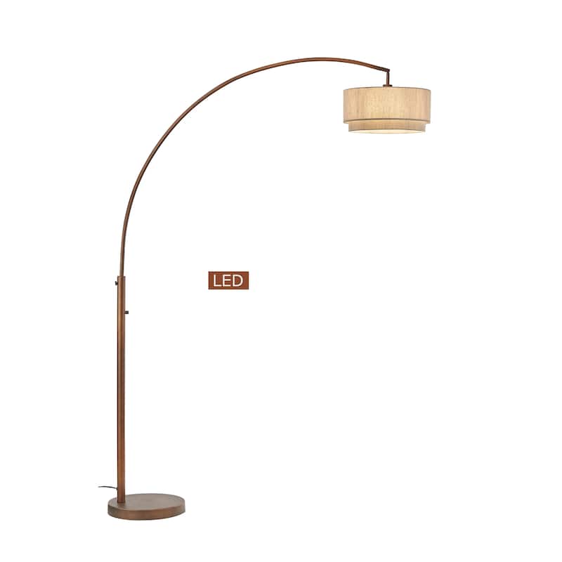 Artiva Elena II 82" LED Arched Floor lamp with Double Shade and Dimmer
