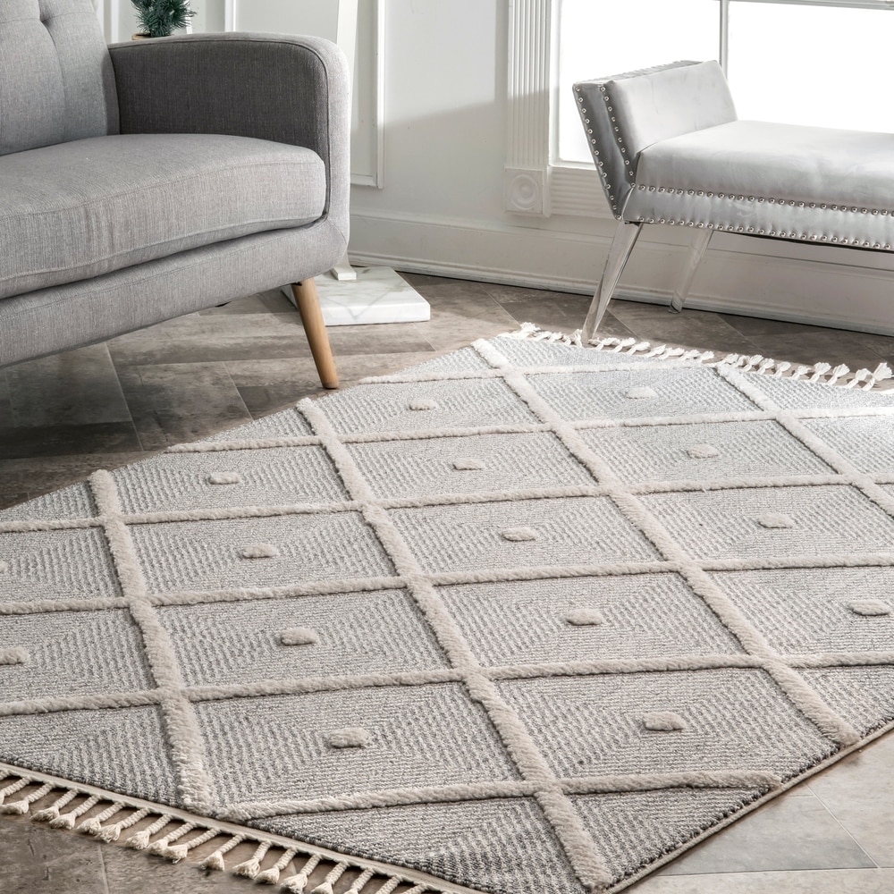 Nuloom Casual Geometric Tiles Tassel Quentin Area Rug