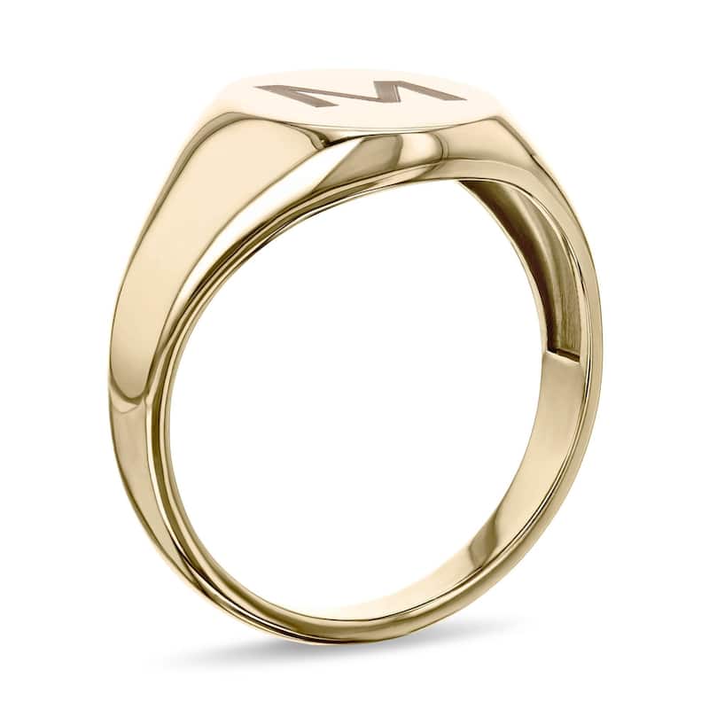 Annello by Kobelli 14k Yellow Gold Personalized Initials Oval Signet Ring - Sans Serif