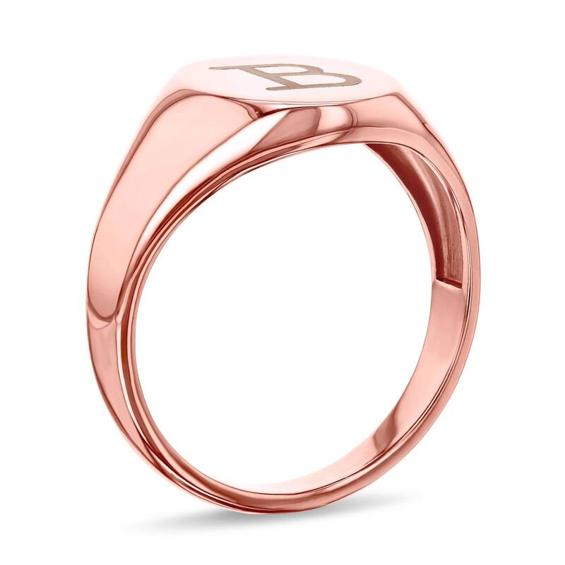 Annello by Kobelli 14k Rose Gold Personalized Initials Oval Signet Ring - Typewriter