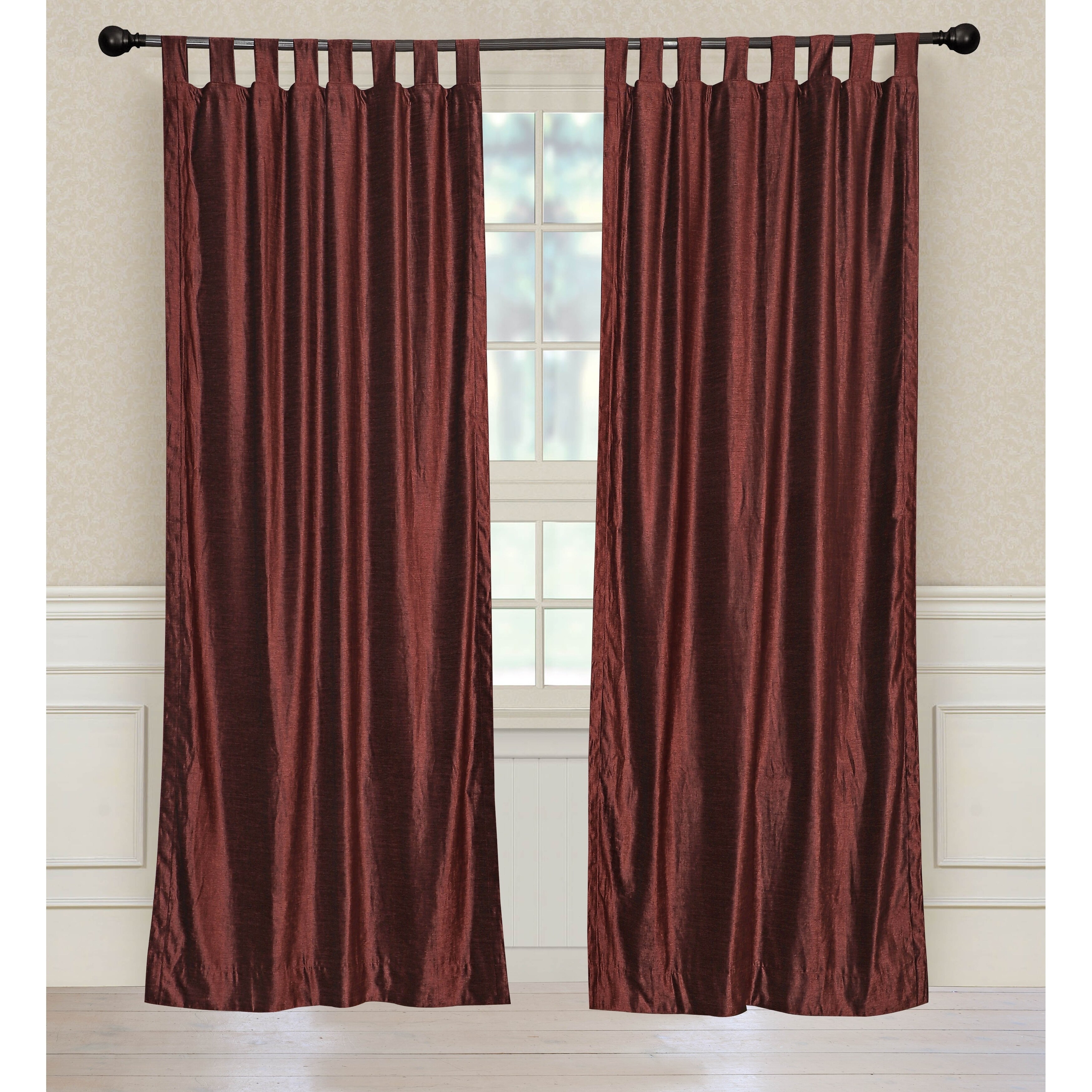 Shop Luxury Wine Velvet Tab Top Curtain Panels Drapes With
