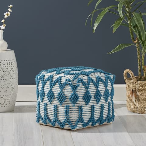 Birchglen Boho Cube Wool and Cotton Pouf by Christopher Knight Home