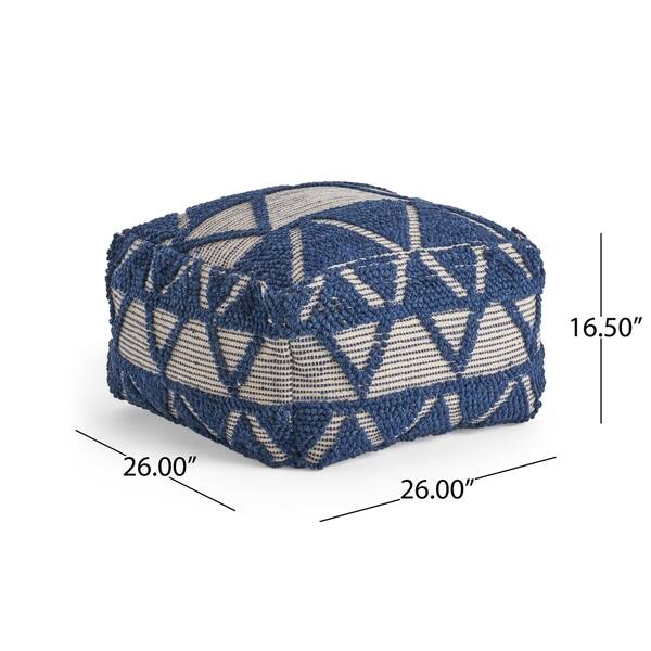dimension image slide 0 of 2, Azelea Boho Cube Wool and Cotton Pouf by Christopher Knight Home