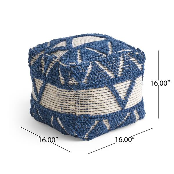 dimension image slide 1 of 2, Azelea Boho Cube Wool and Cotton Pouf by Christopher Knight Home