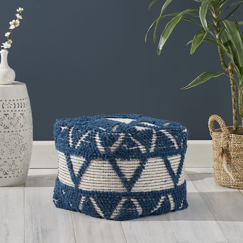 Azelea Boho Cube Wool and Cotton Pouf by Christopher Knight Home