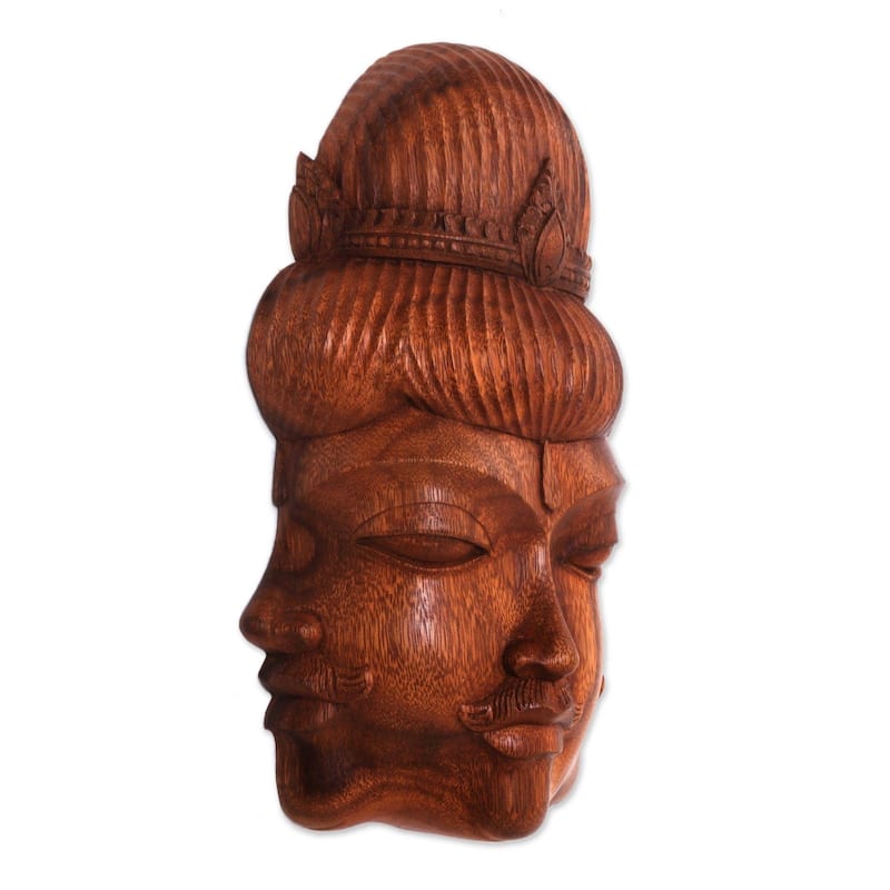 Handmade Radiant Trinity Wood mask (Indonesia) - Bed Bath & Beyond ...