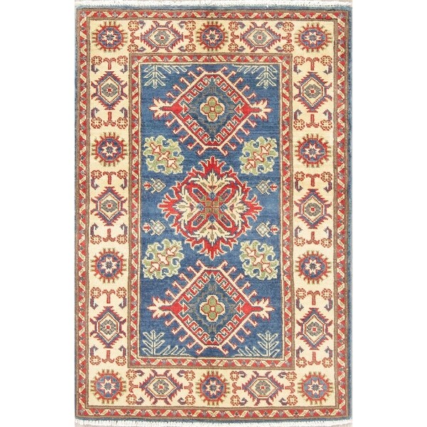 Southwestern Kazak Pakistan Oriental Hand Knotted Wool Area Rug - 4'1" x 2'9"