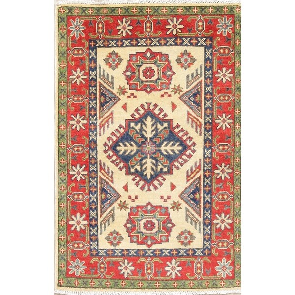 Traditional Hand Knotted Kazak-Chechen Pakistan Oriental Area Rug - 4'1" x 2'9"
