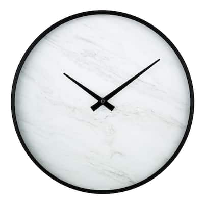 La Crosse Clock 14" Modern Faux Marble Metal framed Quartz clock