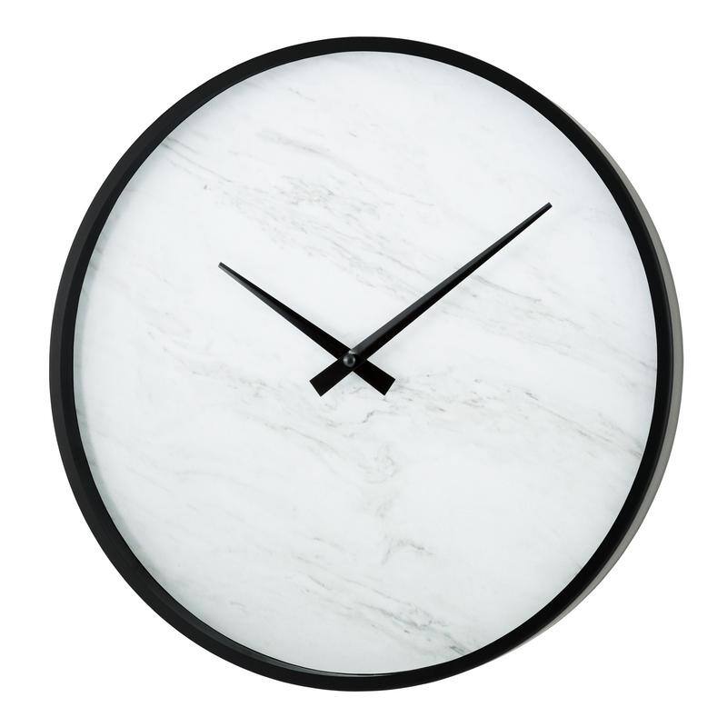 La Crosse Clock 14" Modern Faux Marble Metal framed Quartz clock