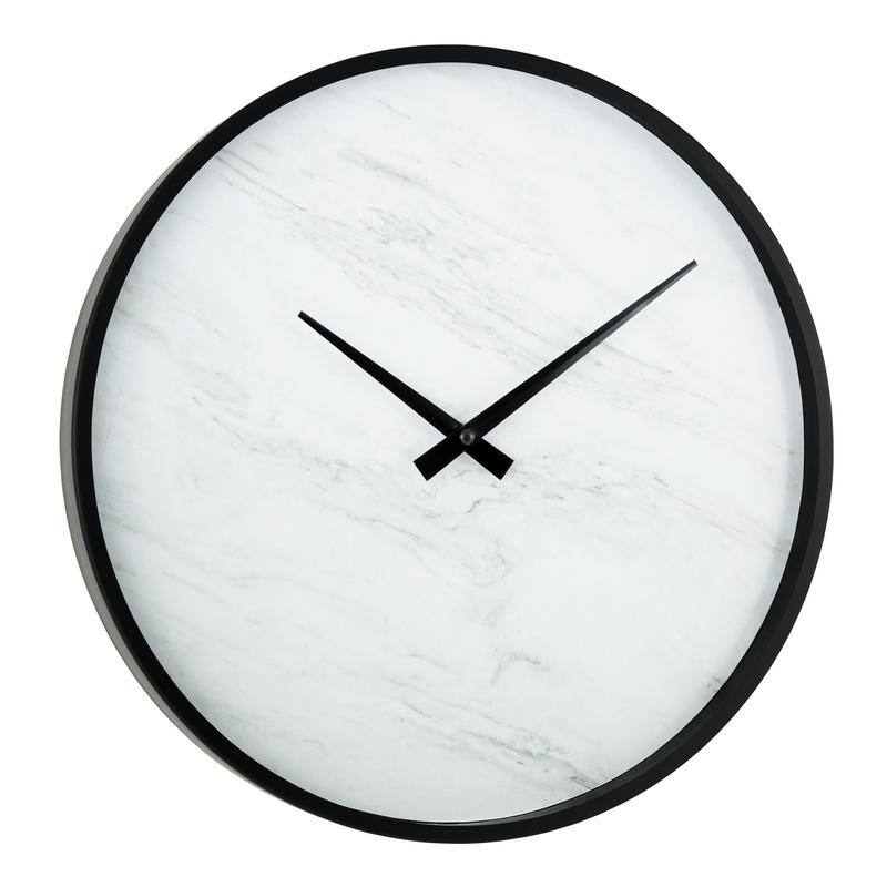 La Crosse Clock 14" Modern Faux Marble Metal framed Quartz clock