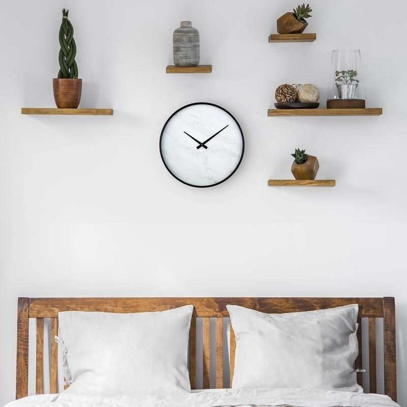 La Crosse Clock 14" Modern Faux Marble Metal framed Quartz clock - N/A